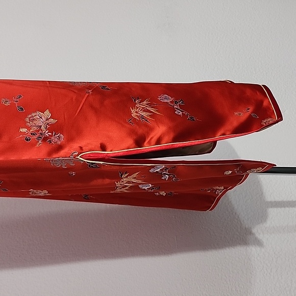 Vintage Dress Chinese Asian Qipao Cheongsam Satin Side Slit Red Size M - Picture 7 of 17